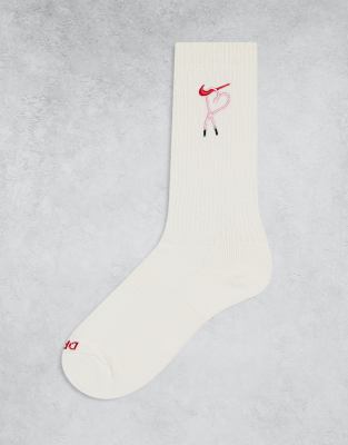Everyday Plus Cushioned V-Day crew socks in white-Multi