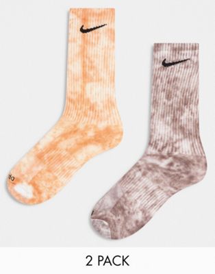 Nike Everyday Plus 2 pack socks in tie dye beige and red - ASOS Price Checker