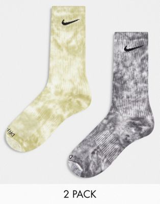 Nike Everyday Plus 2 pack socks in tie dye grey and khaki - ASOS Price Checker