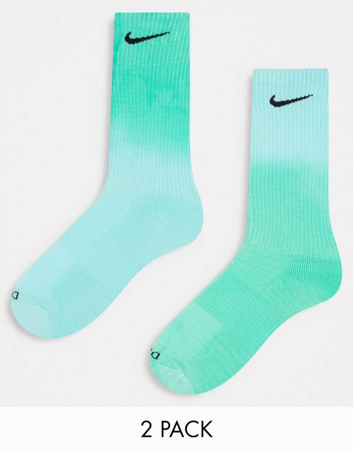 Nike - Everyday Plus - Set van 2 sokken met demping in blauw/groen kleurverloop