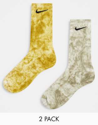 Nike Nike Everyday Plus socks 2 pack in green and blue tie-dye-Multi