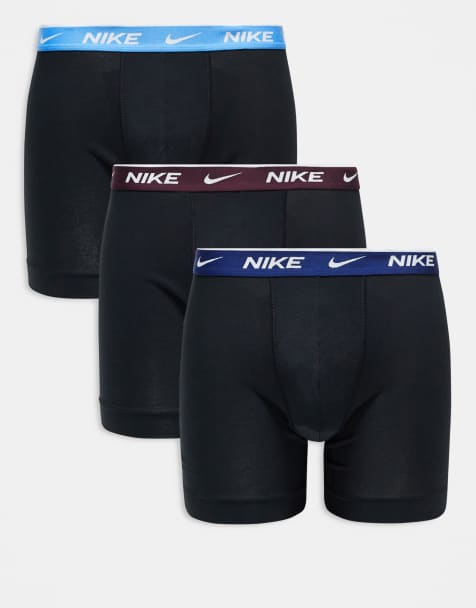 Nike – Everyday – Svarta boxershorts i stretchig bomull med kontrastfärgade midjeband, 3-pack - view 1