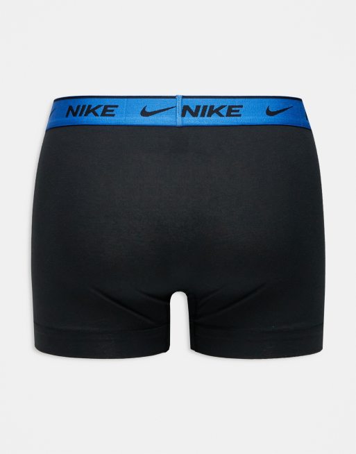 Nike – Everyday – Svarta trunks med neonfärgade midjeband i bomullsstretch, 3-pack, 3 av 4