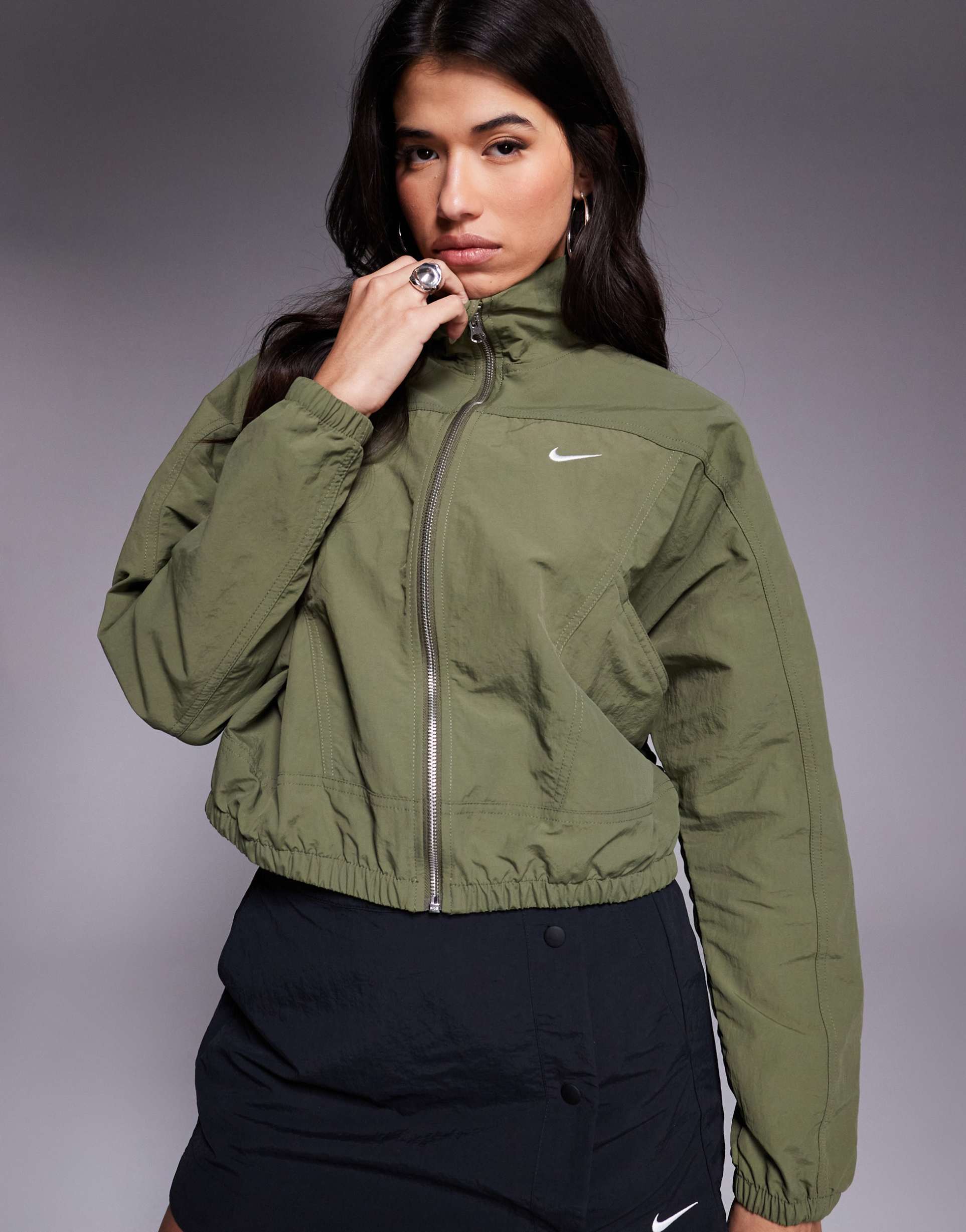 nike everything woven track jacket in khaki green