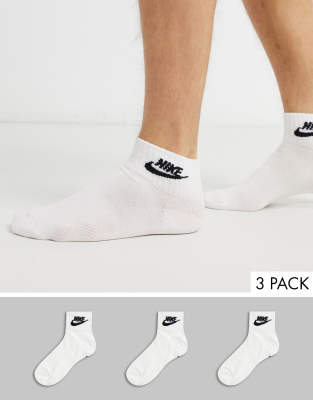 nike evry essential 3 pack socks in white