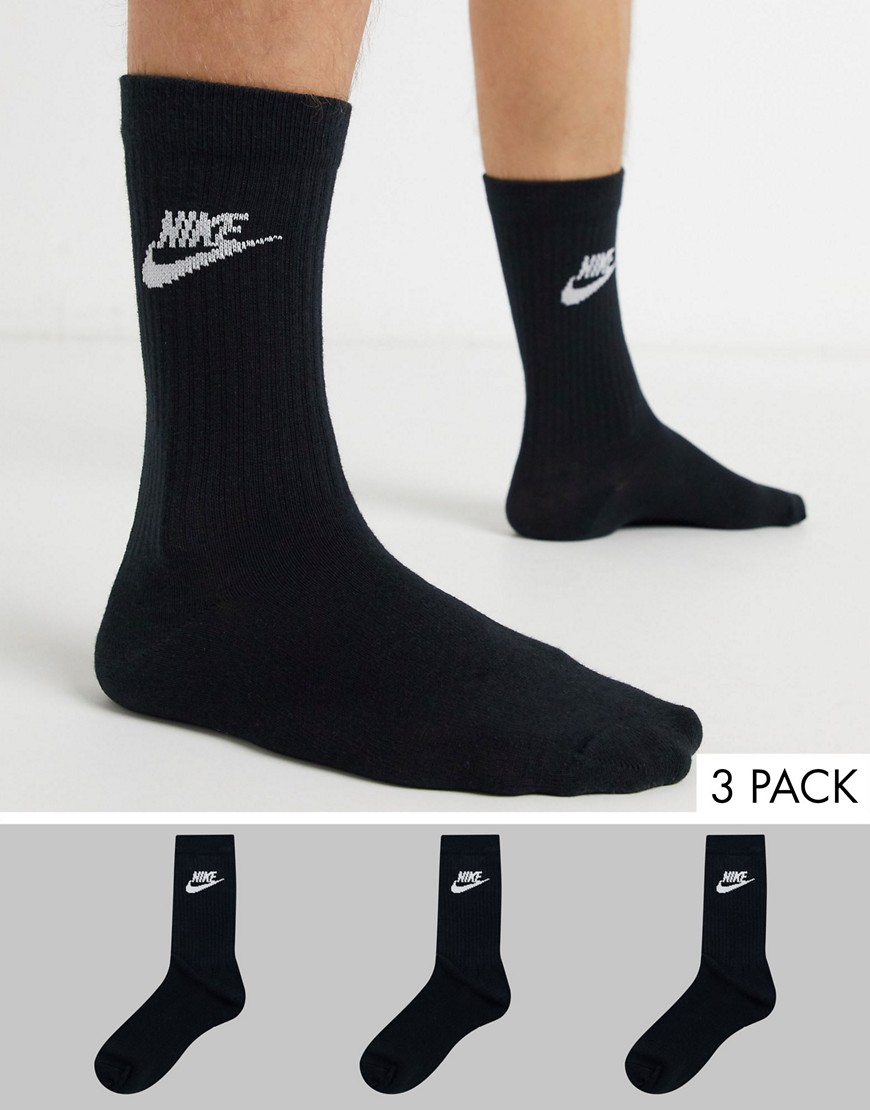 Nike Evry Essential 3 pack socks in black-White