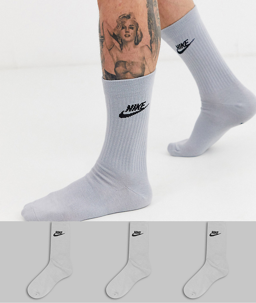 Nike Evry Essential 3 pack socks in grey