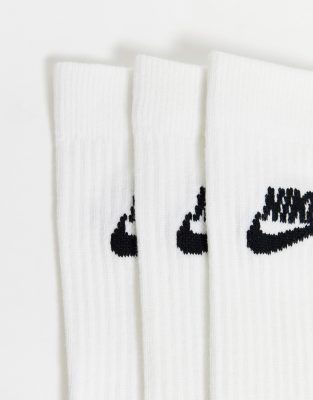 nike evry essential 3 pack socks in white