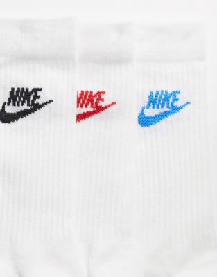 nike evry essential 3 pack socks in white