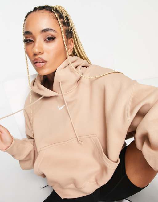 Nike - Extra oversized hoodie zonder sluiting met mini-swoosh in hennep  bruin | ASOS