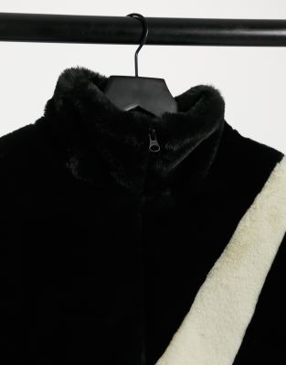 nike faux fur oversized swoosh jacket