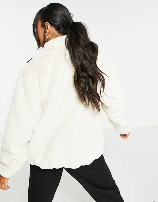 White fluffy nike store jacket