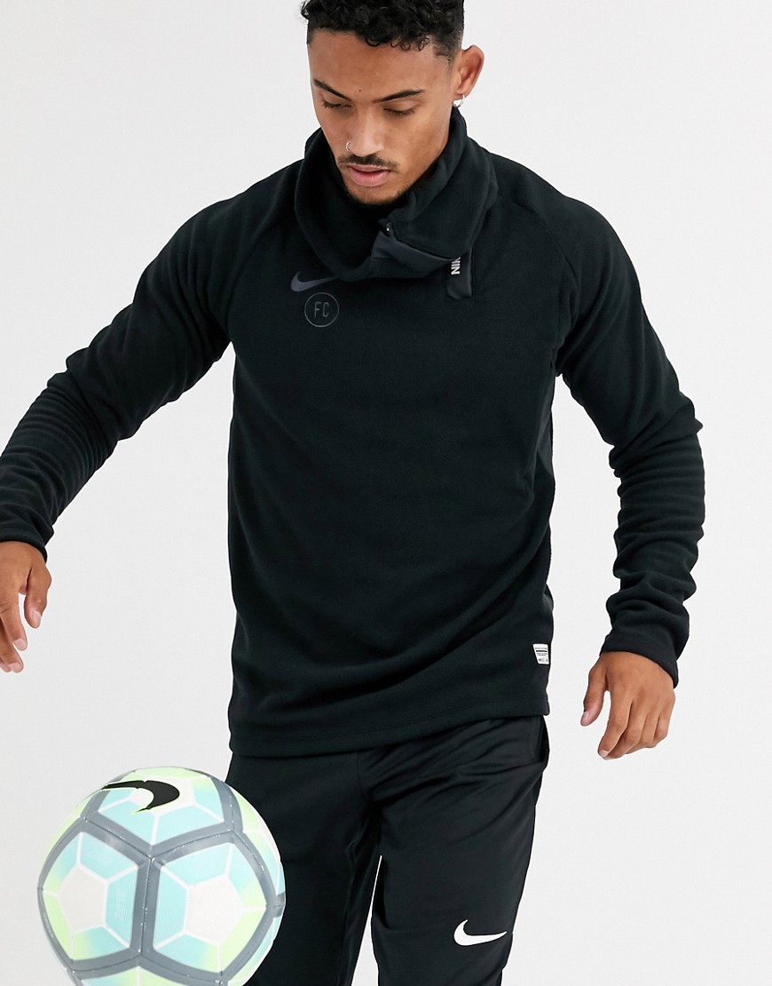 Nike F.C. - Felpa nera con zip corta-Nero
