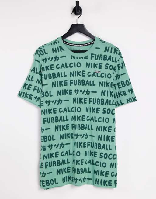 Nike F.C Football Graphic t shirt in light green ASOS