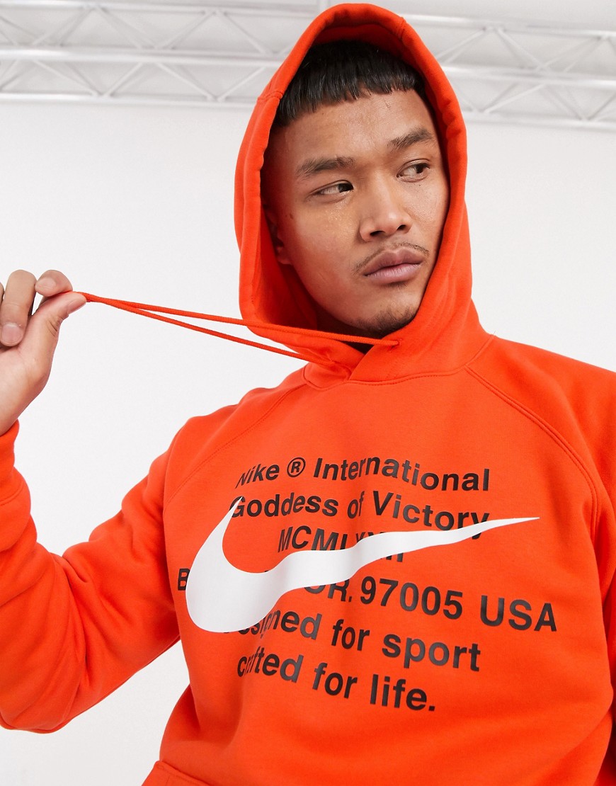Nike - Felpa arancione con logo e cappuccio