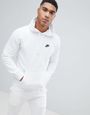 Nike - Felpa bianca con cappuccio e logo ricamato 804346-100-Bianco