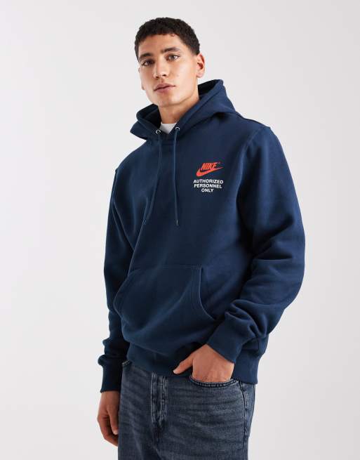 Nike - Felpa blu navy con cappuccio e stampa grafica con logo sul retro, 3 di 5
