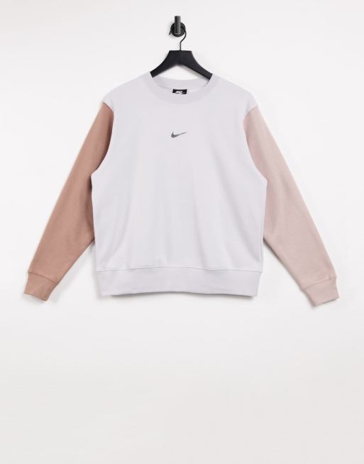 Nike - Felpa color block neutro con logo metallizzato