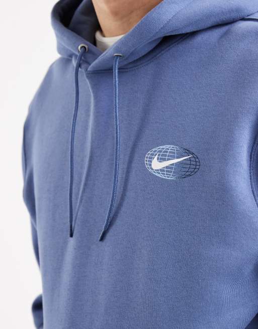 Nike - Felpa con cappuccio blu con grafica, 5 di 5