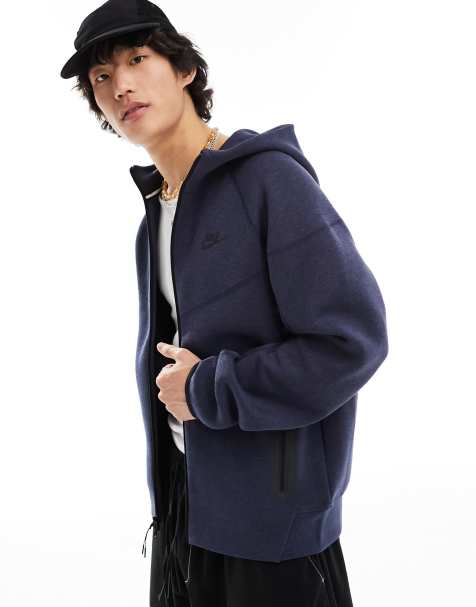 Nike - Felpa con cappuccio blu navy in pile tecnico con zip - view 1