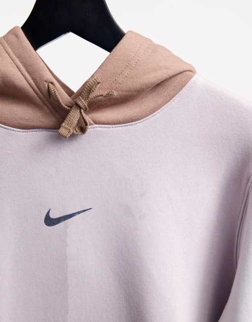 Nike - Felpa con cappuccio color block neutro con logo metallizzato, 4 di 4