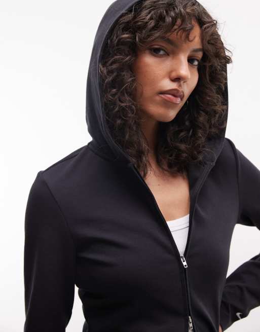 Nike felpa con cappuccio in maglia a maniche lunghe con zip nera, 2 di 4
