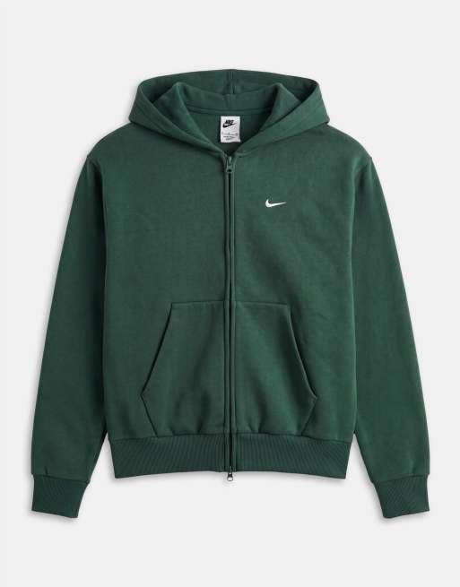 Nike felpa con cappuccio in pile con zip intera, verde scuro, 6 di 9