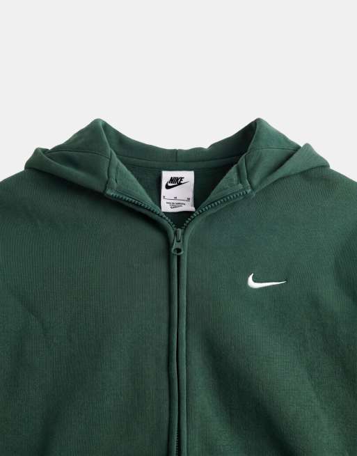 Nike felpa con cappuccio in pile con zip intera, verde scuro, 8 di 9