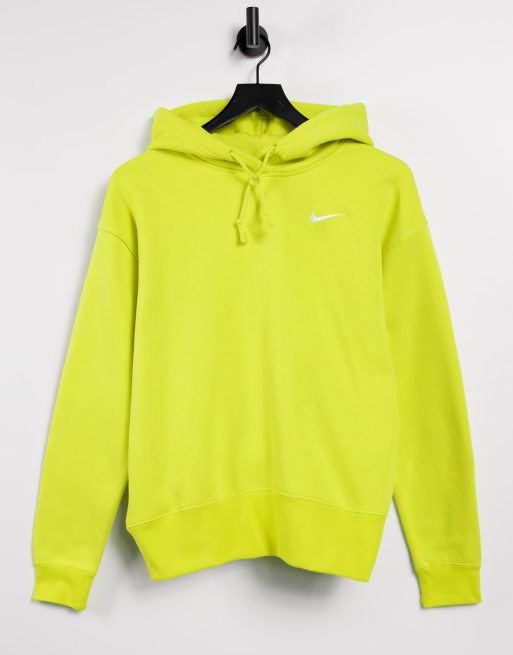 Nike - Felpa con cappuccio oversize con logo Nike piccolo, colore giallo 