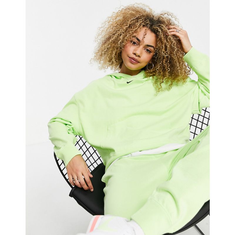 Donna Felpe con cappuccio Nike - Felpa con cappuccio verde fluo slavato