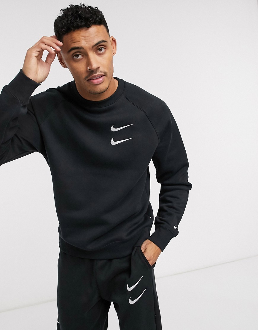 Nike - Felpa girocollo nera con logo-Nero