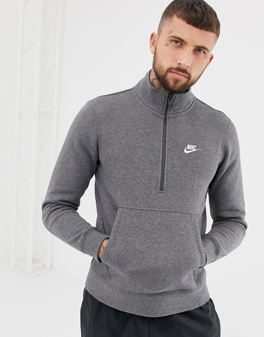 Nike - Felpa in jersey con zip corta grigia 929452-071-Grigio