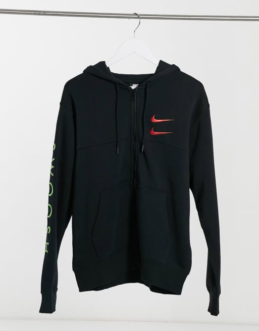 Nike - Tuta sportiva in maglia di poliestere nera con logo, 4 di 4
