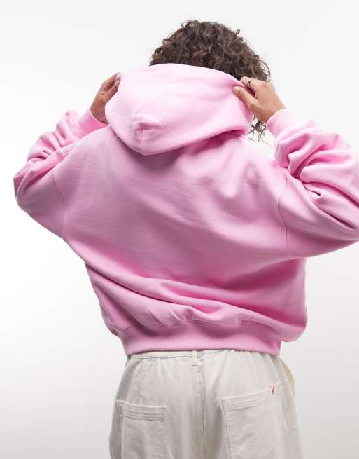 Nike felpa oversize varsity grafica in fleece di peso medio rosa, 2 di 4