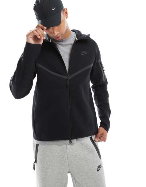 Nike - Felpa tecnica in pile con cappuccio e zip nera - view 1
