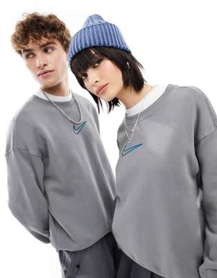 Nike - Felpa unisex grigio scuro con logo midi