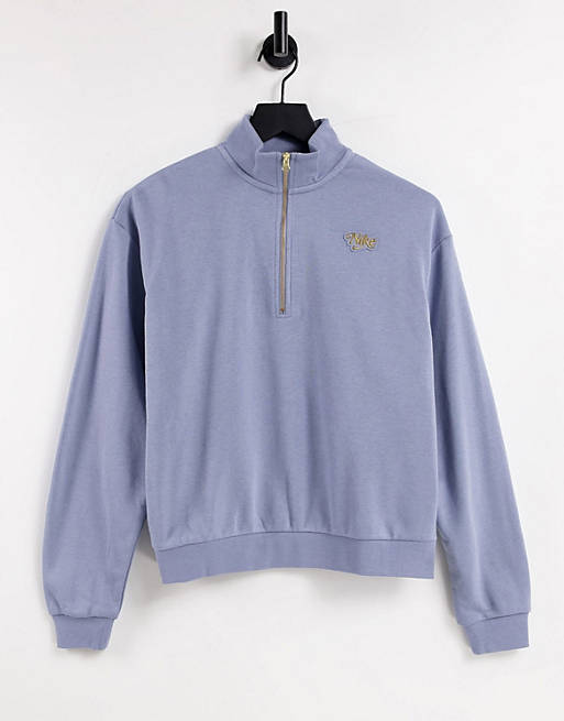 Nike Femme cropped fleece sweatshirt in slate blue