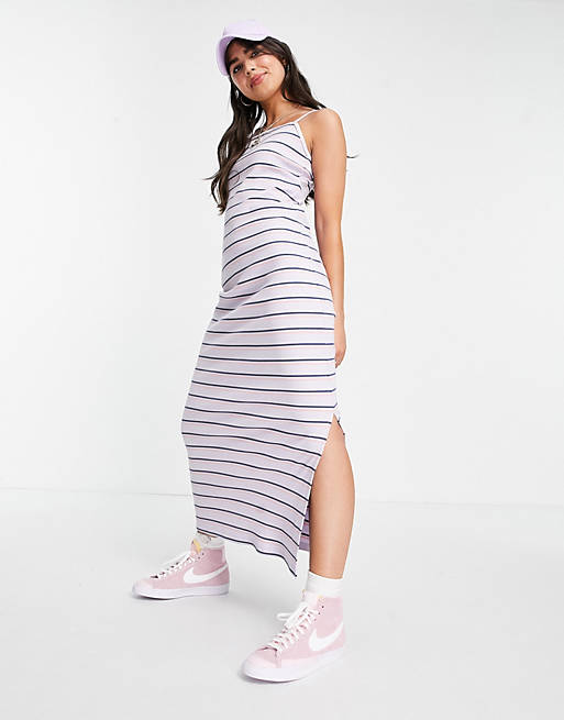 Nike Femme ribbed maxi dress in violet purple stripe