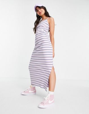 Femme Nike Femme - Robe longue côtelée - Rayures violettes