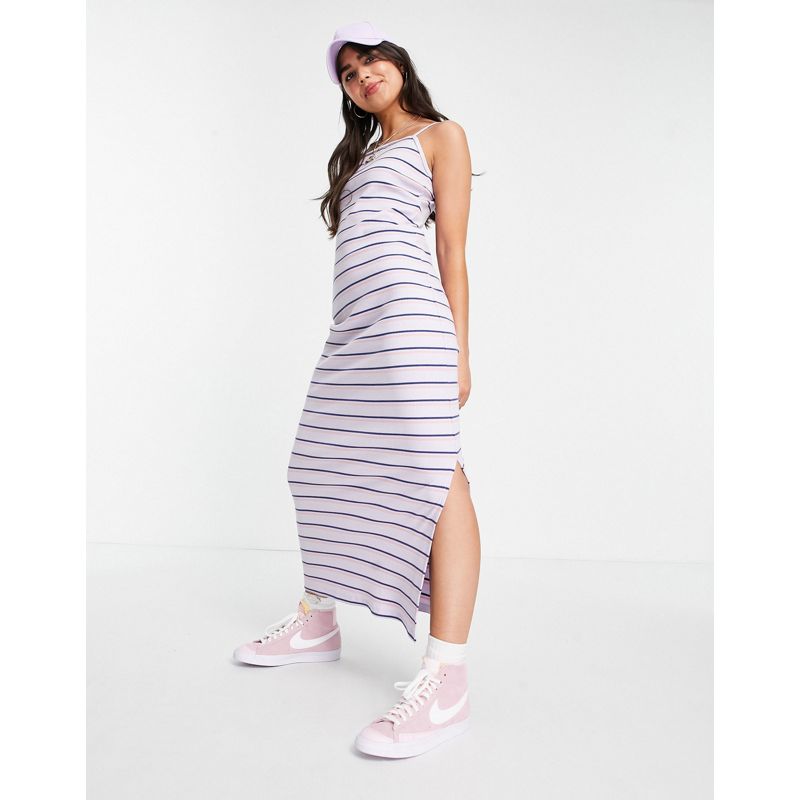 Vestiti Donna Nike - Femme - Vestito lungo a coste colore viola a righe