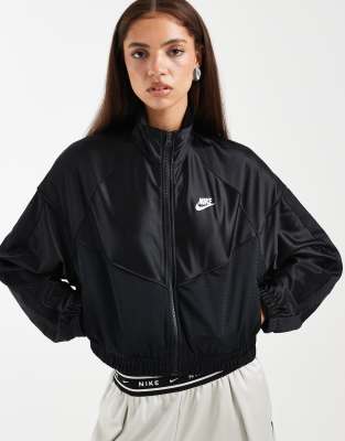 Nike Festival Cropped Full Zip Jacket In Black