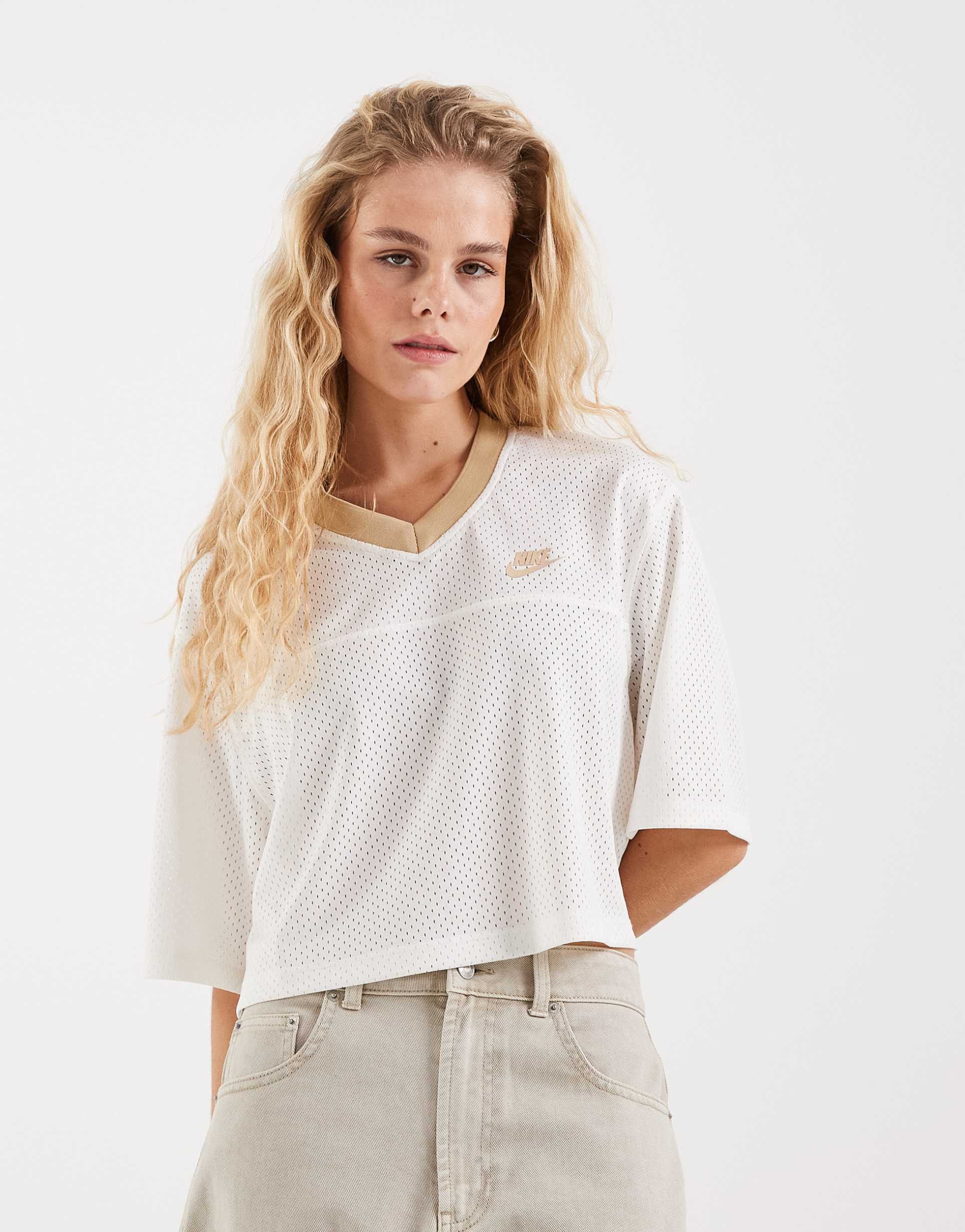 nike festival cropped jersey in beige