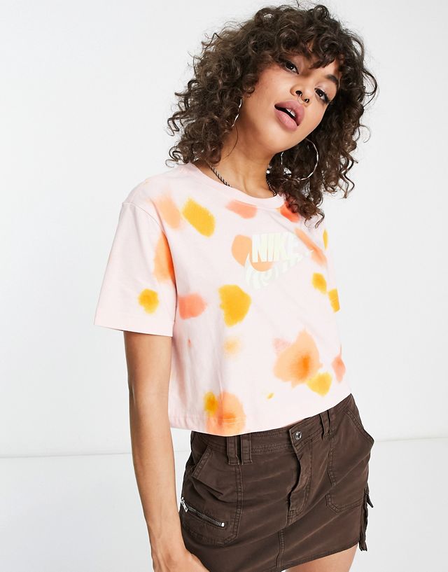 Nike Festival cropped t-shirt in pink and orange