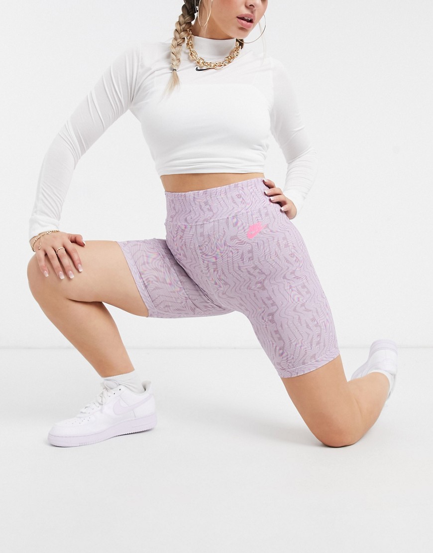 Nike festival print legging shorts in lilac-Green
