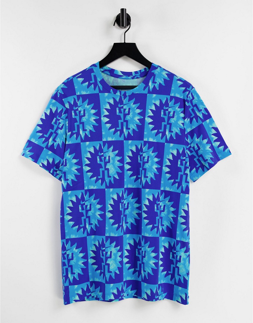 Nike Festival Sun Dancer all over print t-shirt in aqua/blue-Blues