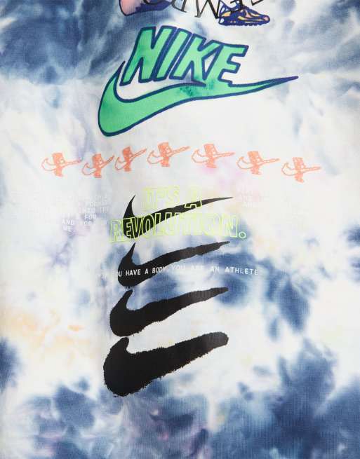 Nike Festival tie-dye graphic back print T-shirt in blue | ASOS
