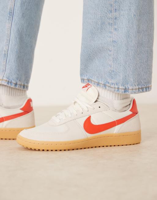 Nike Field General S&T sneakers in off-white and red 