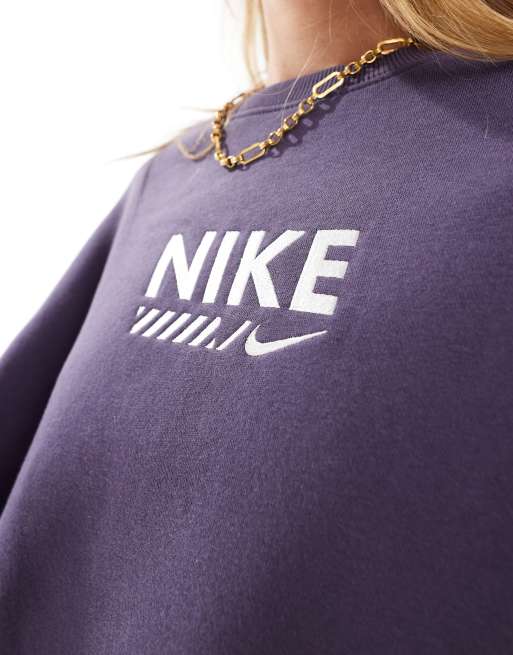 Nike – Fioletowa bluza oversize z grafiką z logo Swoosh, 4 z 4