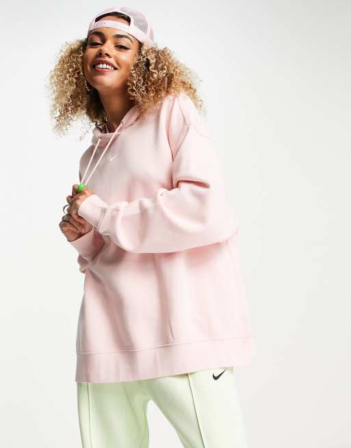 Nike - Fleece hoodie zonder sluiting in vaal koraal