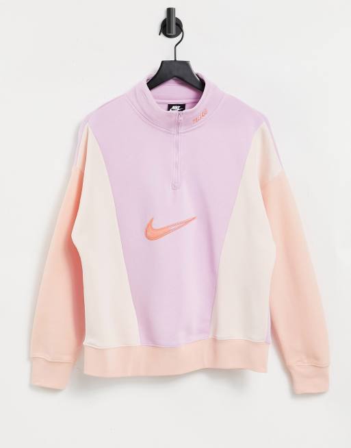 Nike fleece sweatshirt in arctic pink and peach